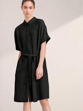Aritzia Babaton Glen Tie Waist Shirt Dress Black Size XXS